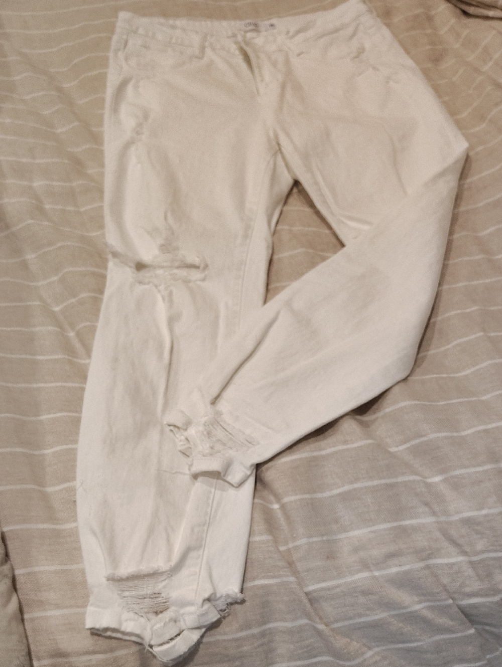 Cello White Casual Pants with Button Waist